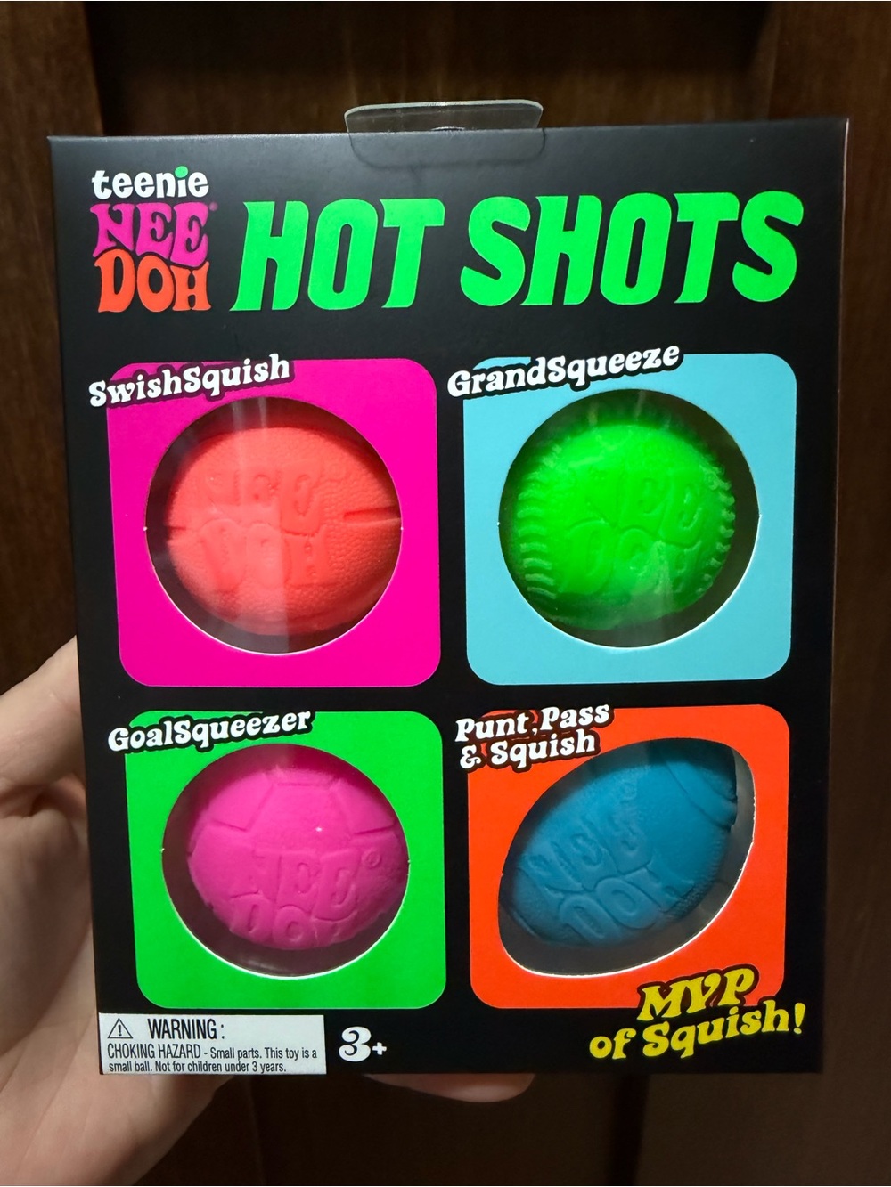 NeeDoh Teenie Hot Shots Ball Set - (basketball, baseball, soccer, football)
